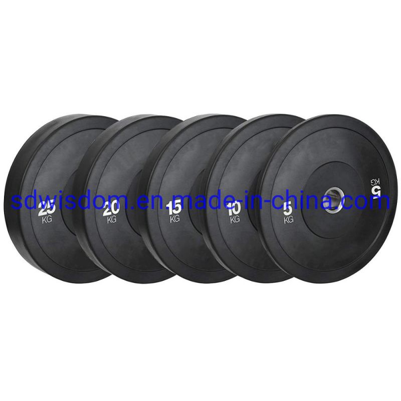 Sports Fitness Durable Rubber Black Bumper Weightlifting Weight Plates
