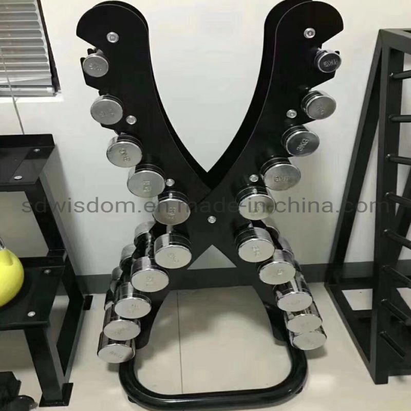 Commercial-Gym-Equipment-Fitness-Used-X-Shape-Small-Vertical-Electroplating-Dumbbells-Rack-for-10-Pairs (3)